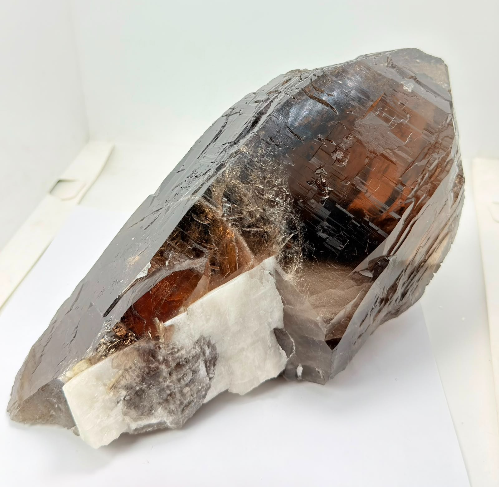 HUGE LUSTROUS SMOKY QUARTZ – NO DAMAGE- With Tourmaline & Mica Combo- 3150 Grams