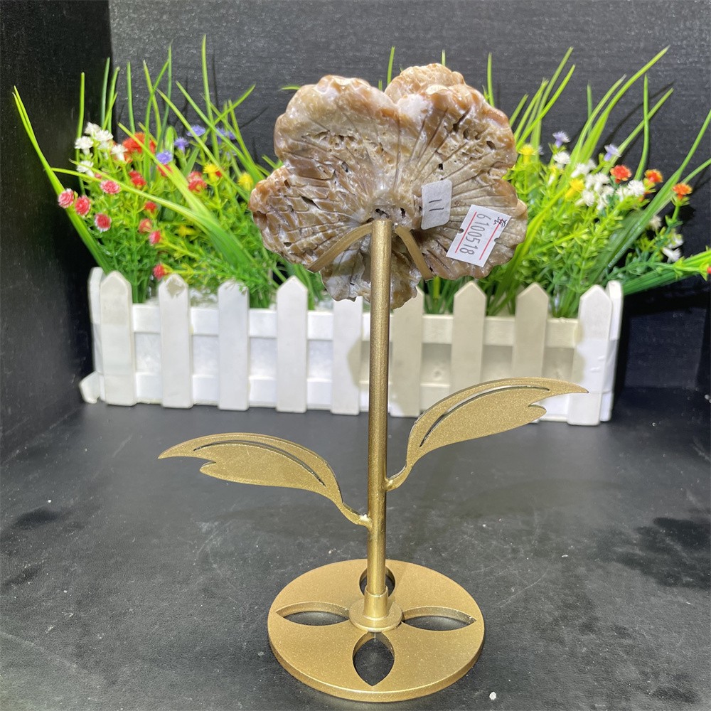 0.7LB 6.8″ Natural Sphalerite Geode Flower Carved Crystal Quartz Energy Decor
