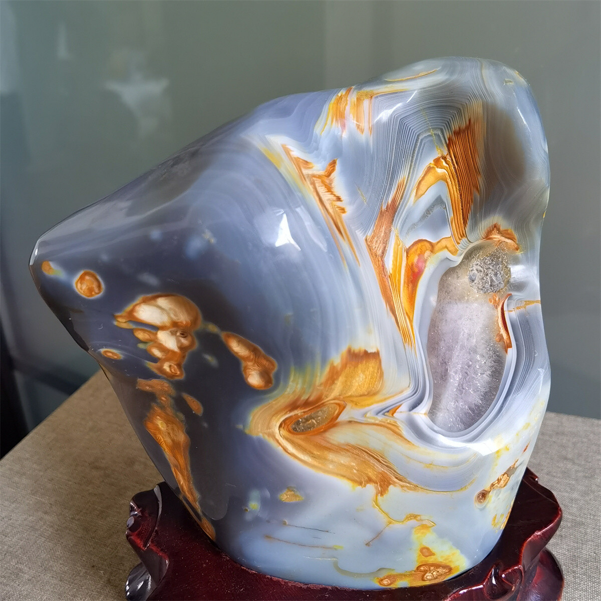 2.15Kg Beautiful Colourful agate Geode polishing furnishing article A710