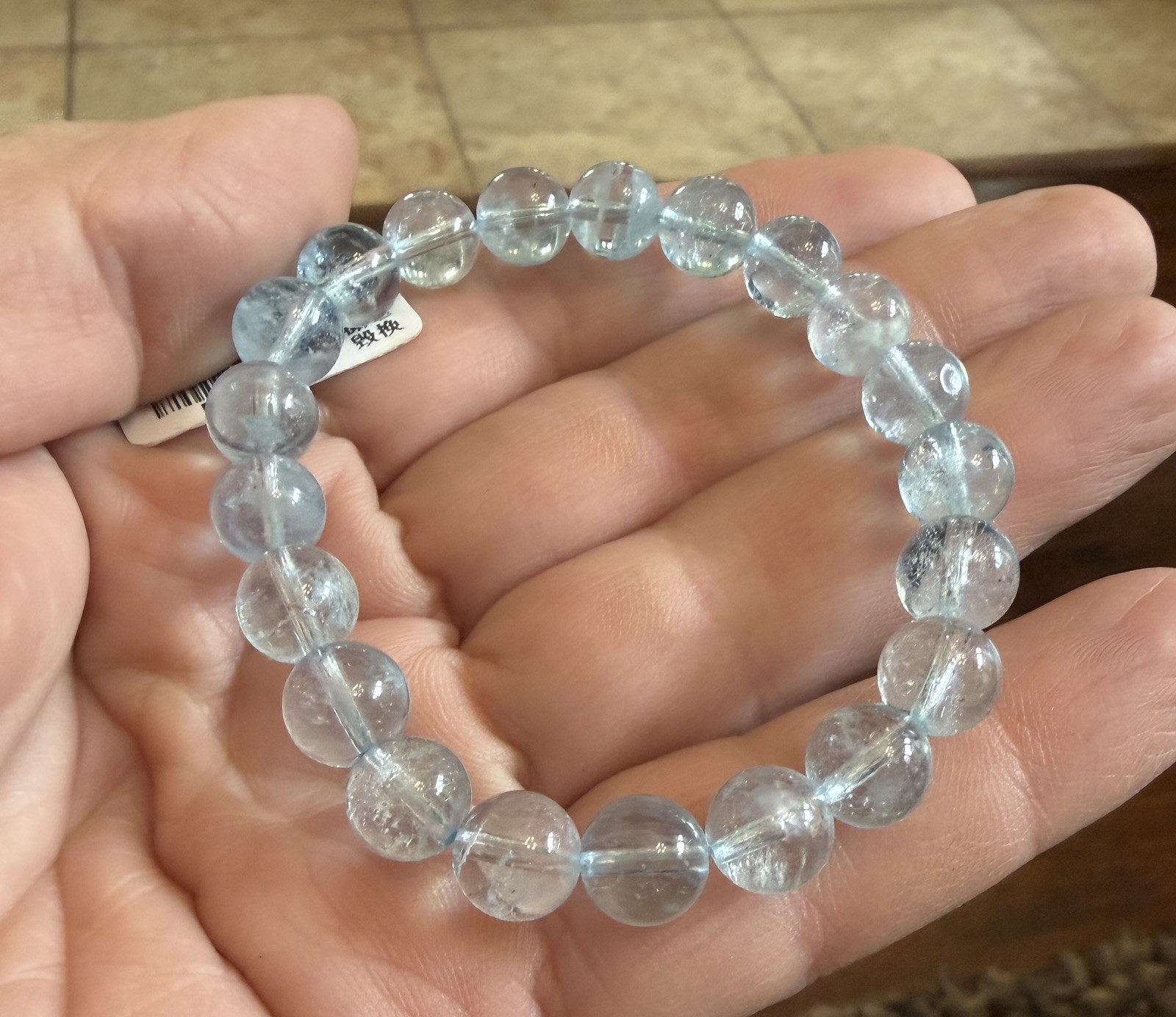 9mm Natural Blue Aquamarine Gemstone Round Beads Bracelet AA
