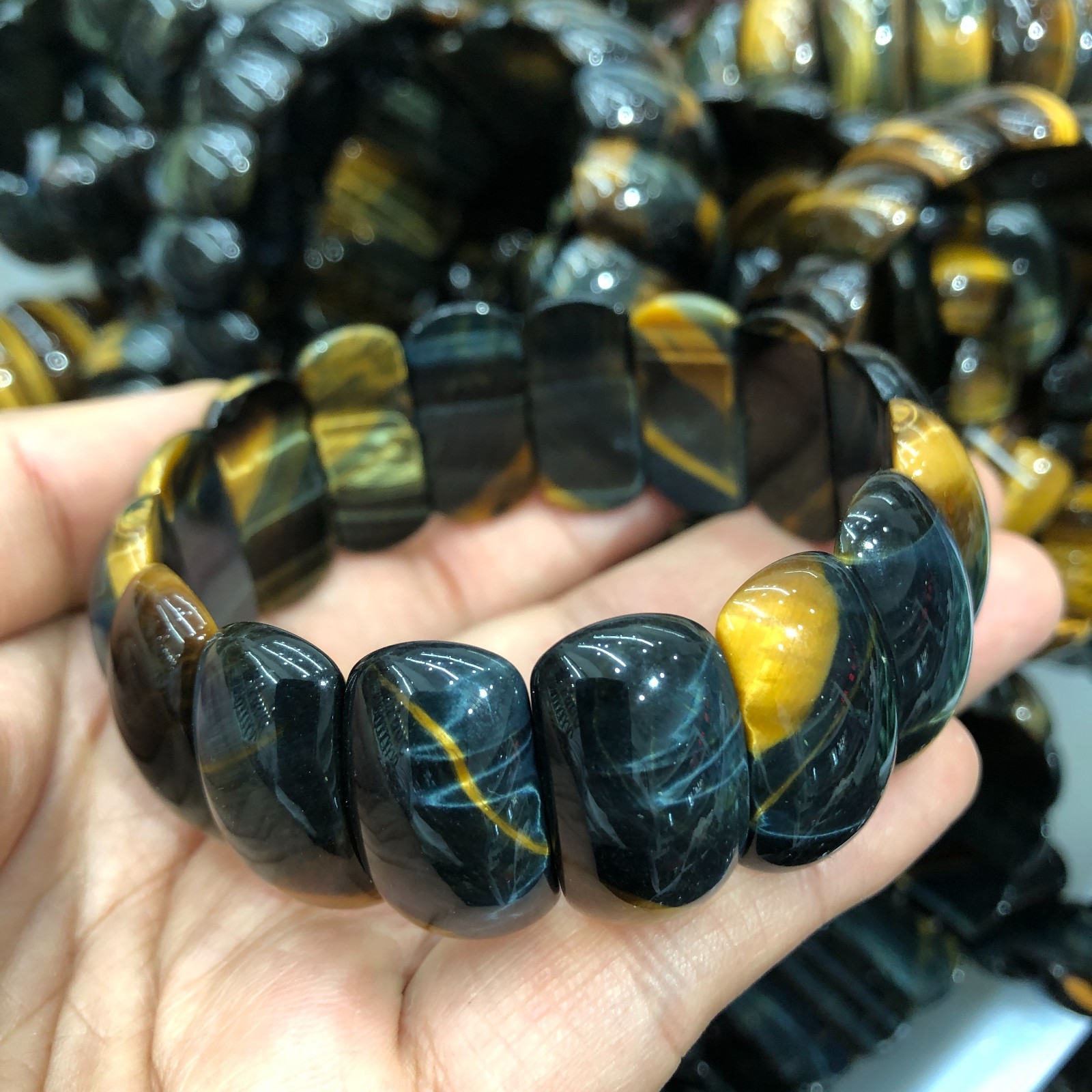 1Pcs Natural Tiger’s Eye Stone Bracelet Brown Gemstone Stretch Bracelet Handmade