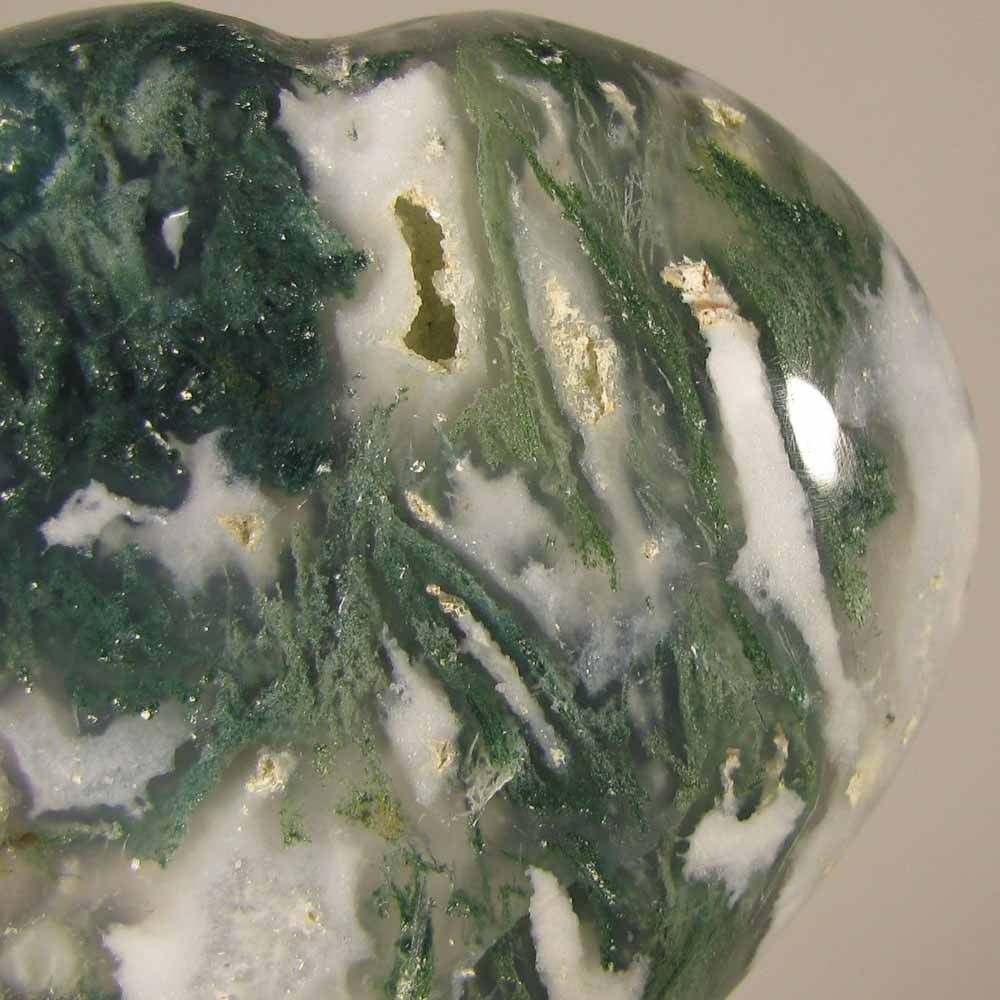 2.6″ GREEN MOSS AGATE Heart Gemstone Polished Palm Stone – India