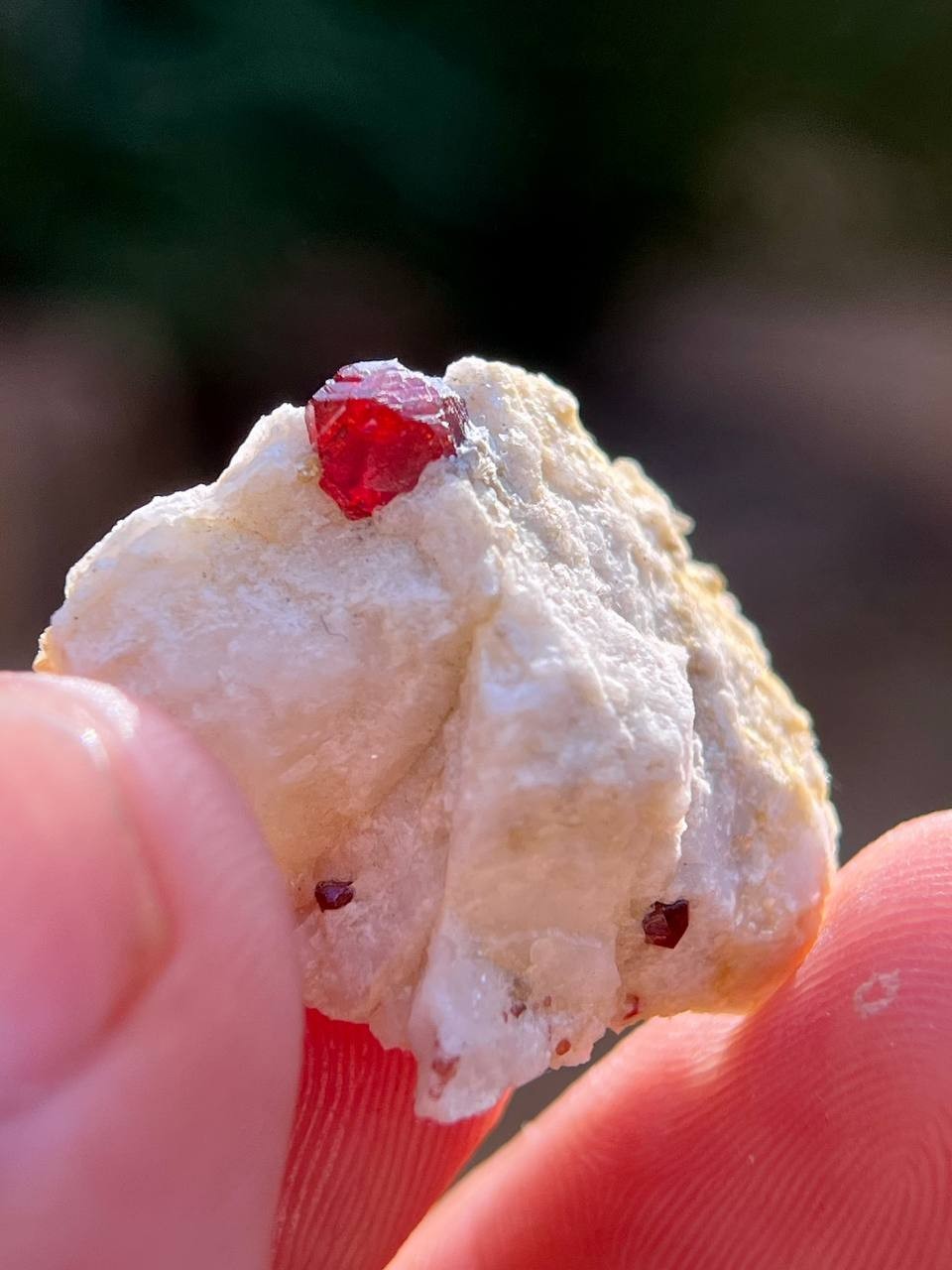4.4 Gram Etched Deep Red Spessartine Garnet On Matrix From Skardu, Pakistan