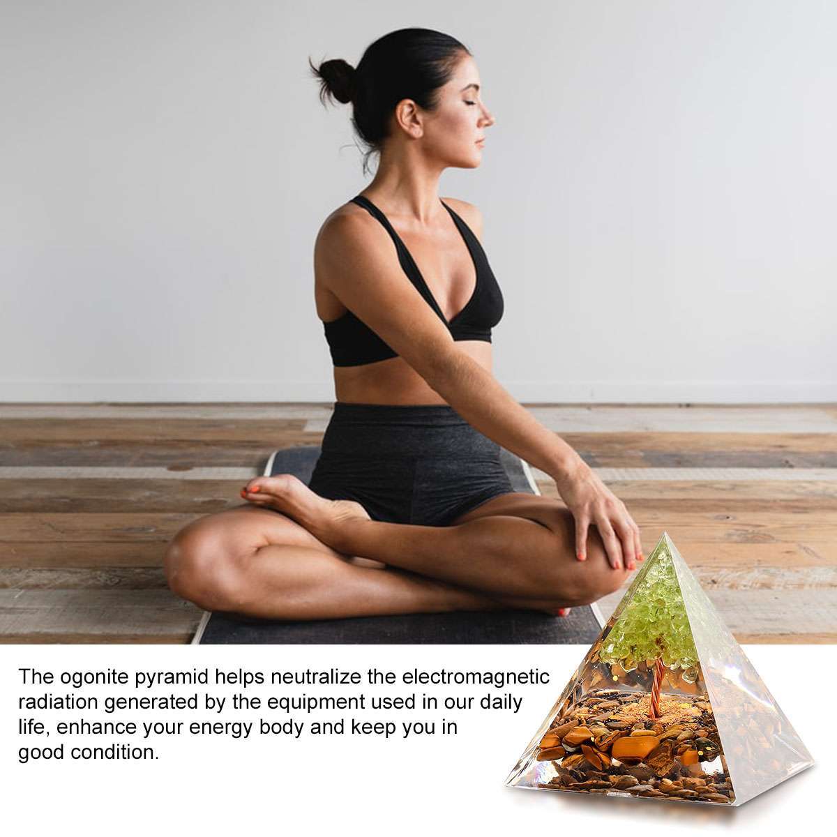 Tree Stem Crystal Orgone Pyramid Reiki Healing Chakra Meditation Orgonite Energy