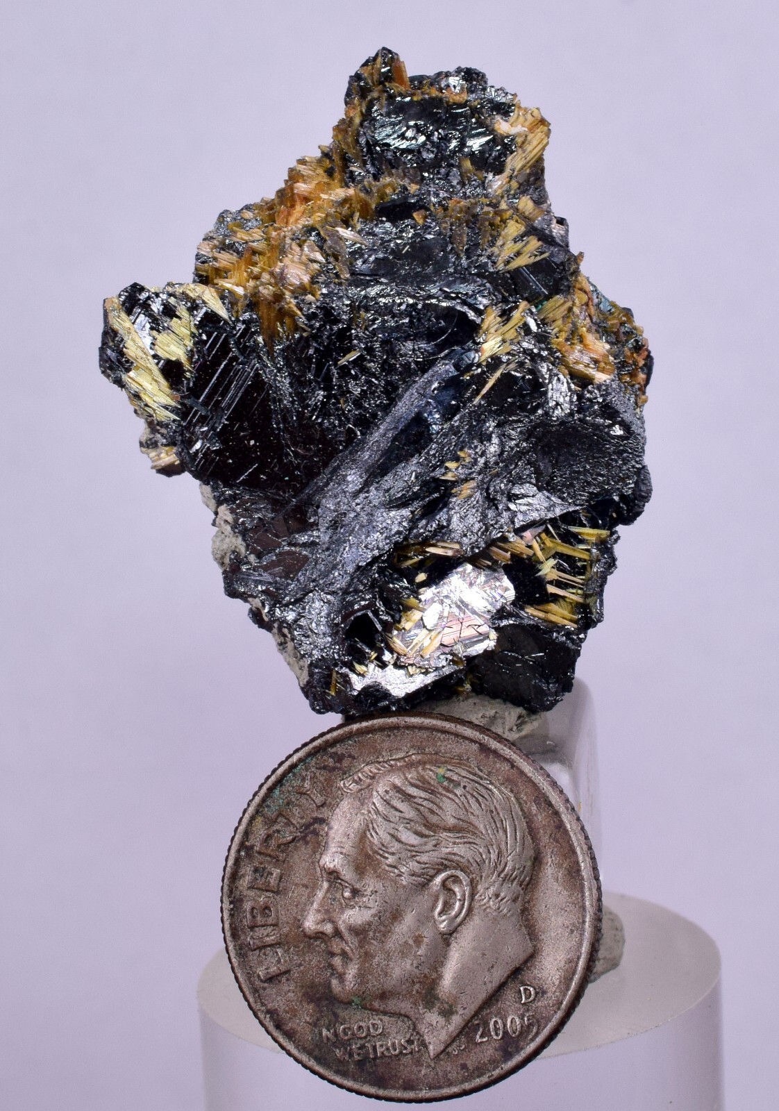 3.1cms GOLDEN RUTILE HEMATITE SPRAY NEEDLES CRYSTALS TITANIUM BAHIA BRAZIL XB16