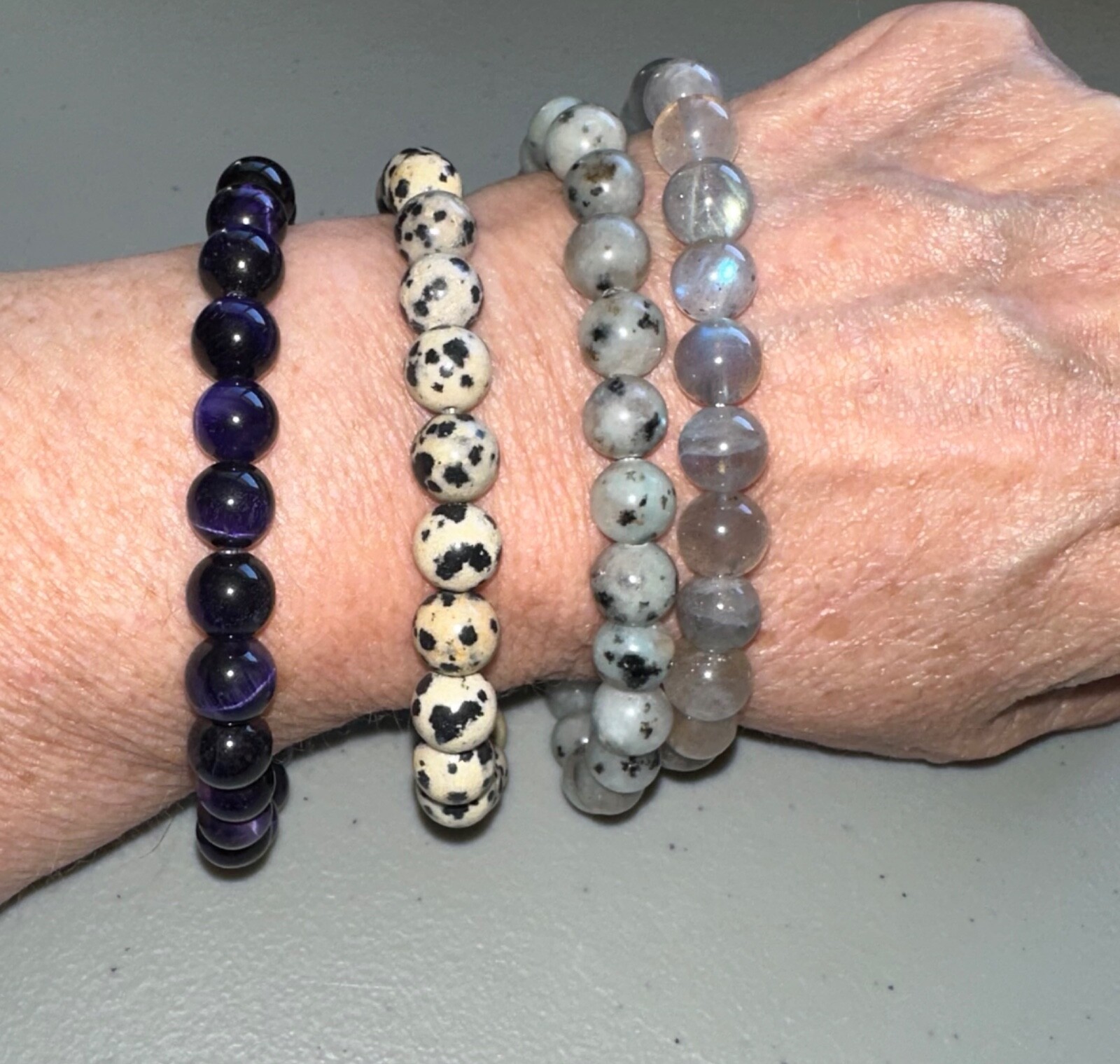 Set of 4 different Quartz Crystal Bracelets 8”, Metaphysical,Jewelry,Gem,Unique