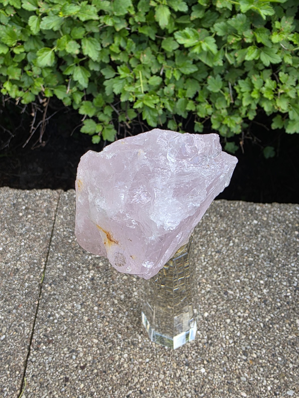 Rose Quartz with Clear Crystal Octagon Faceted Obelisk Tower