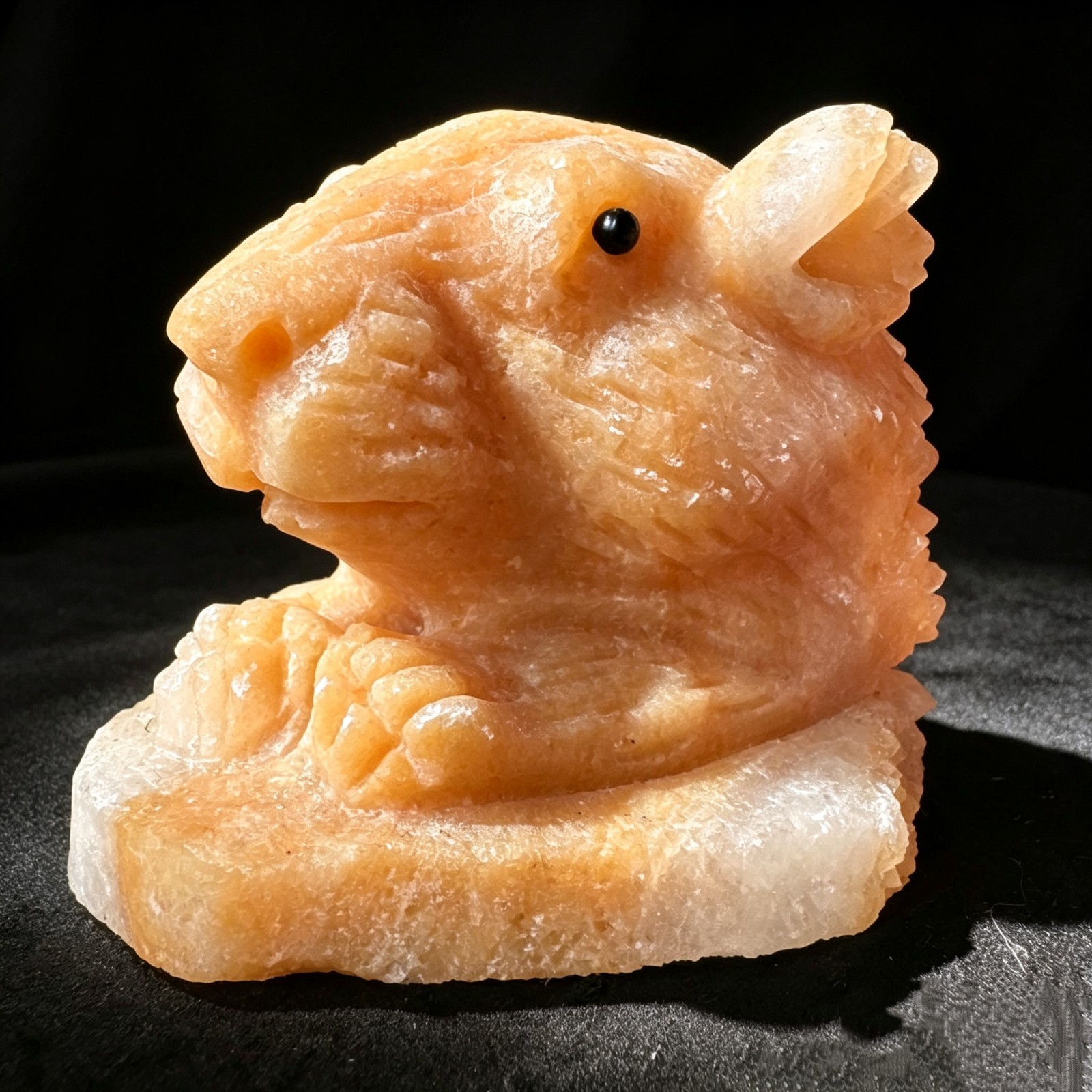Collectible Quartz & Calcite Rat Head Carving | Hand Carved Crystal Specimen Art