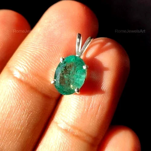 Natural Certified 15Ct Green Emerald Oval IGL Loose Gems 925 Silver Pendant 6JHD