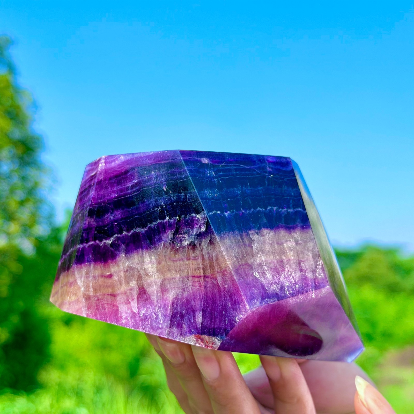 1.92LB Rare Natural Fluorite Quartz Crystal Freeform Mineral Specimen Healing