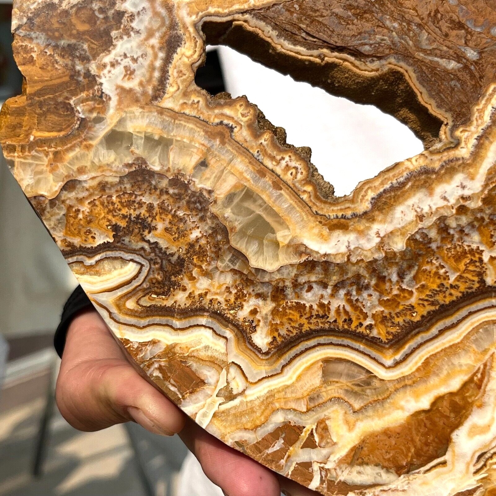 1530g Natural polychrome Banding Calcite Polished Slab Crystal Reiki Healing