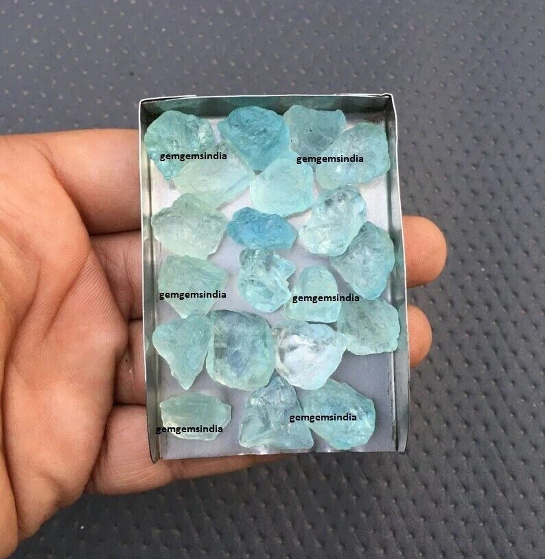 25 Pieces AAA Blue Aquamarine Raw Size 10-12 MM Aquamarine Rough Stone Bulk