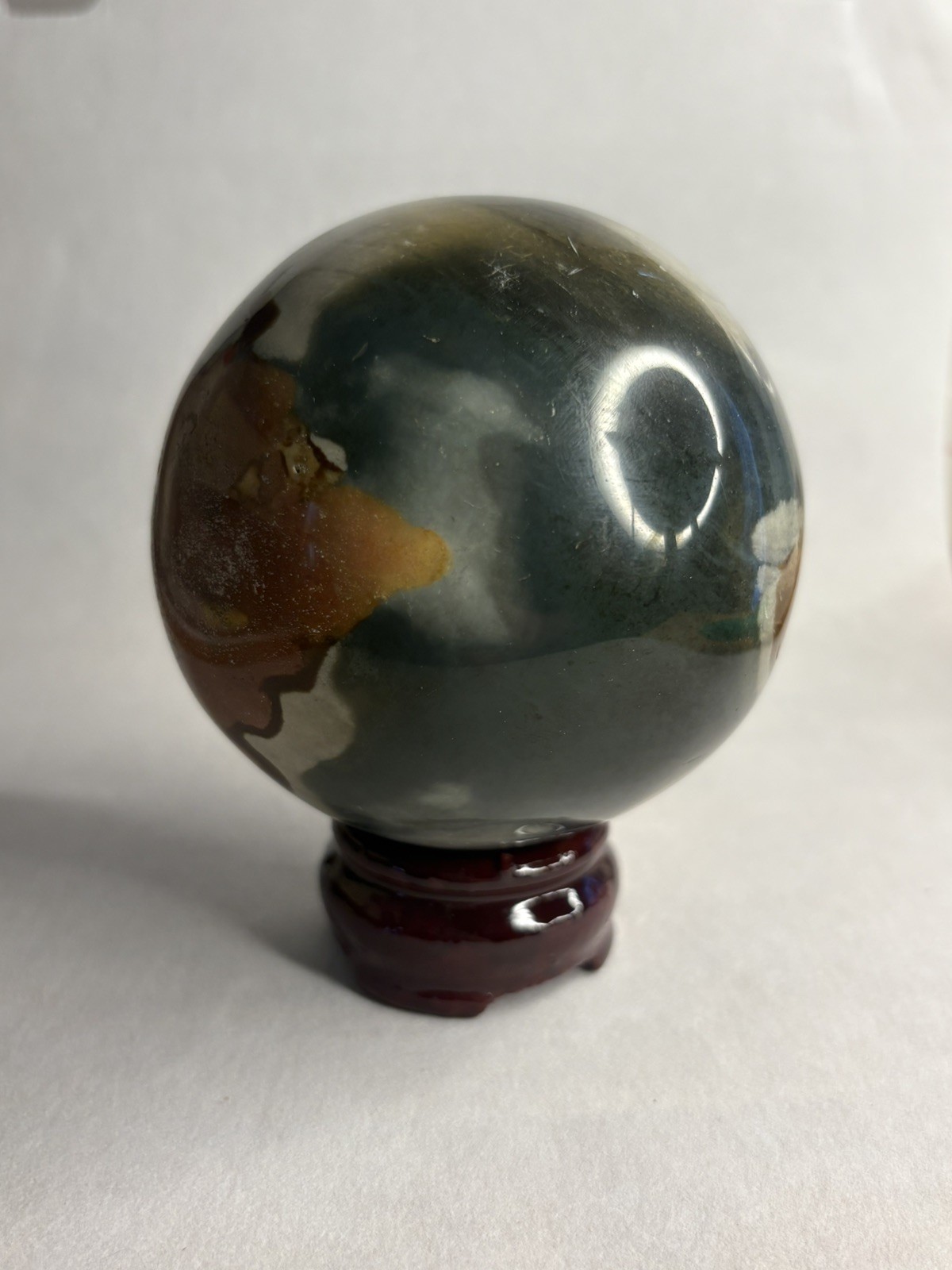 3” Polychrome Jasper Sphere Desert Jasper Crystal Ball Orb Scenic Pattern