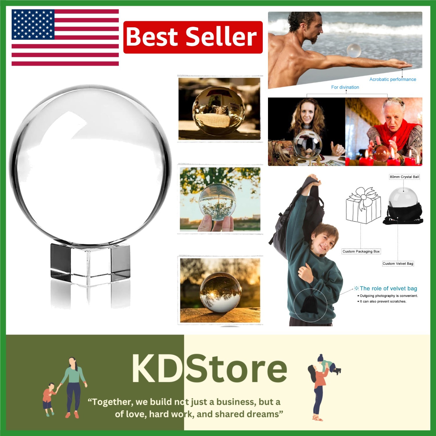 Clear K9 Crystal Sphere for Photography & Decor with Stand – Art Deco Charm