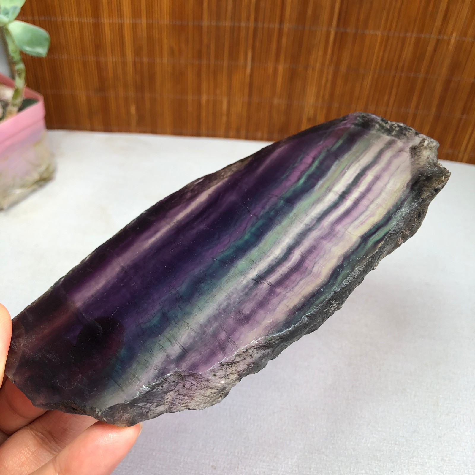 300g Natural Candy fluorite slice Crystal gemstone Polished/rough Specimen A8422