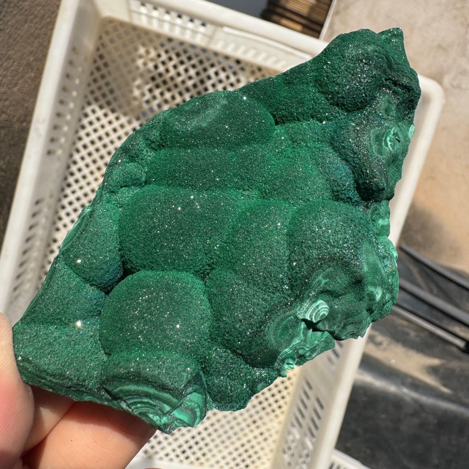 205G Natural glossy Malachite transparent cluster rough mineral sample