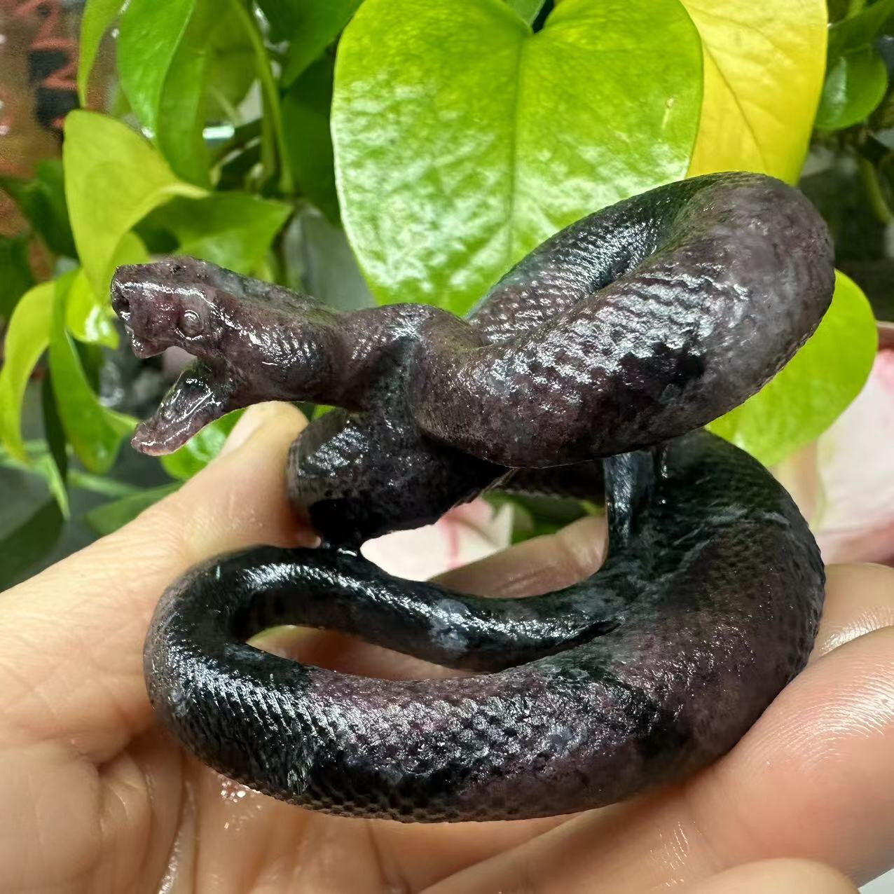 1pc Natural garnet crystal hand carved snake Quartz reiki healing decor gift