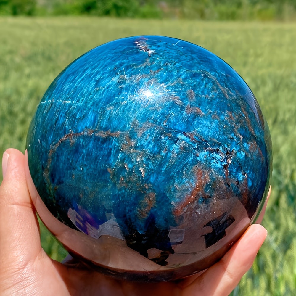 Random Flashy Blue Apatite Crystal Sphere Quartz Ball Healing Decor Gift Reiki
