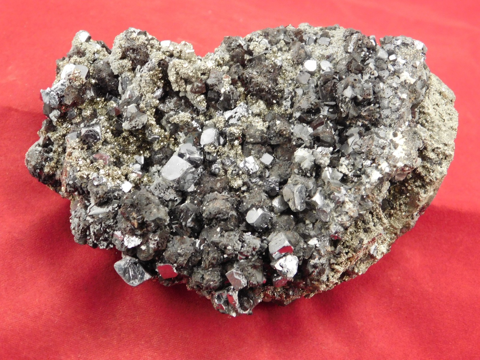 Big! Galena Crystal CUBE Cluster with Druzy PYRITE and Sphalerite Peru 538gr