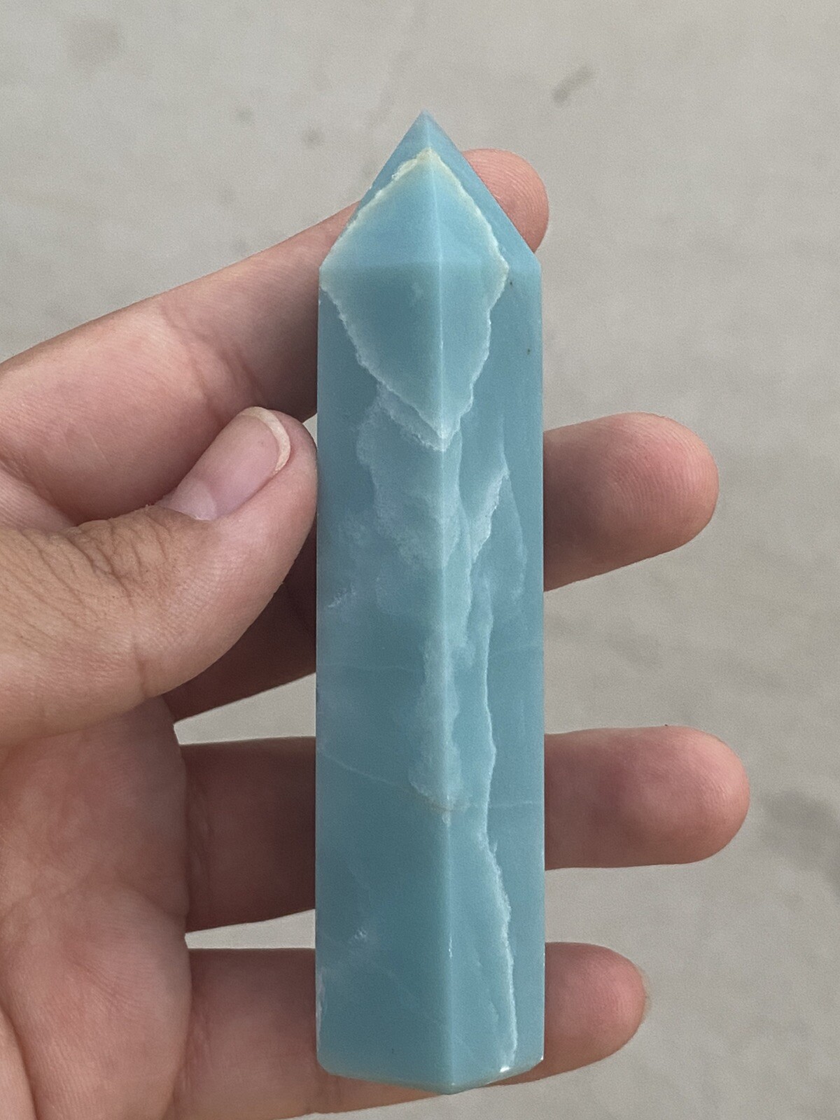 Sky Blue Quartz Point Split Color Light Blue Teal