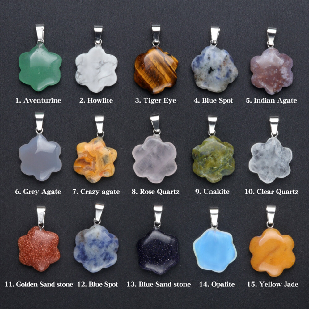 20mm Flower Shaped Pendant Crystal Stone Gemstone Beads for Jewelry Making DIY