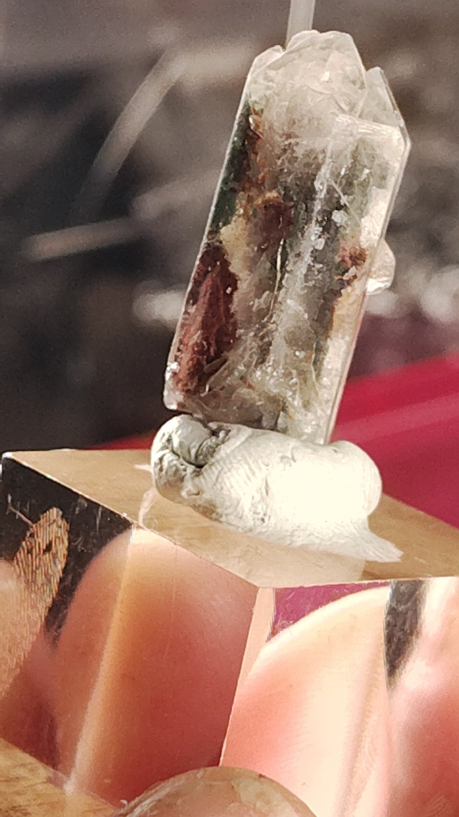 Tabular Quartz Crystal Red Phantom Hematite & Epidote Meigu China 26mm