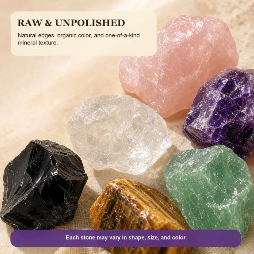 7 chakra natural rough stones set 7pcs natural Healing gemstones for meditation