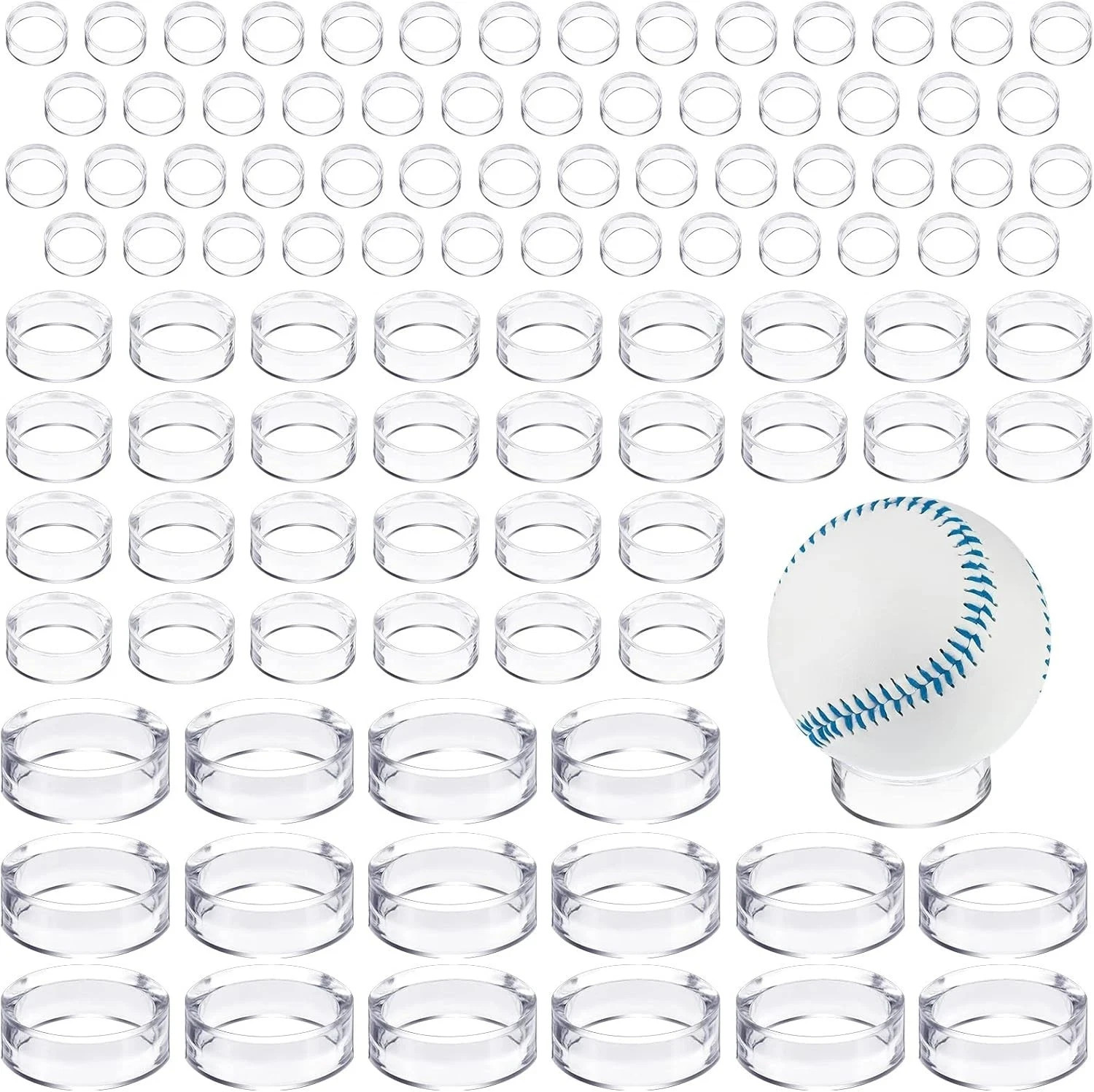 100PCS Clear Acrylic Crystal Sphere Stands Egg Holders for Balls Marbles 3 Sizes