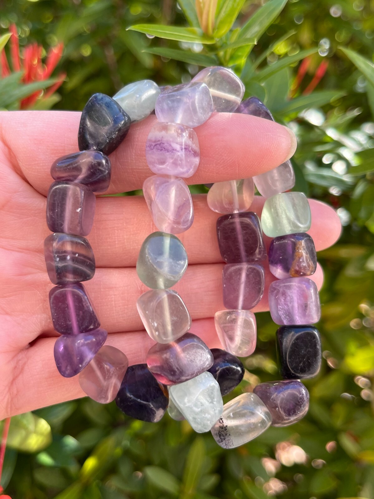 Grade A++ Fluorite Nugget Bracelet, Genuine Fluorite Gemstone Nugget Bracelet