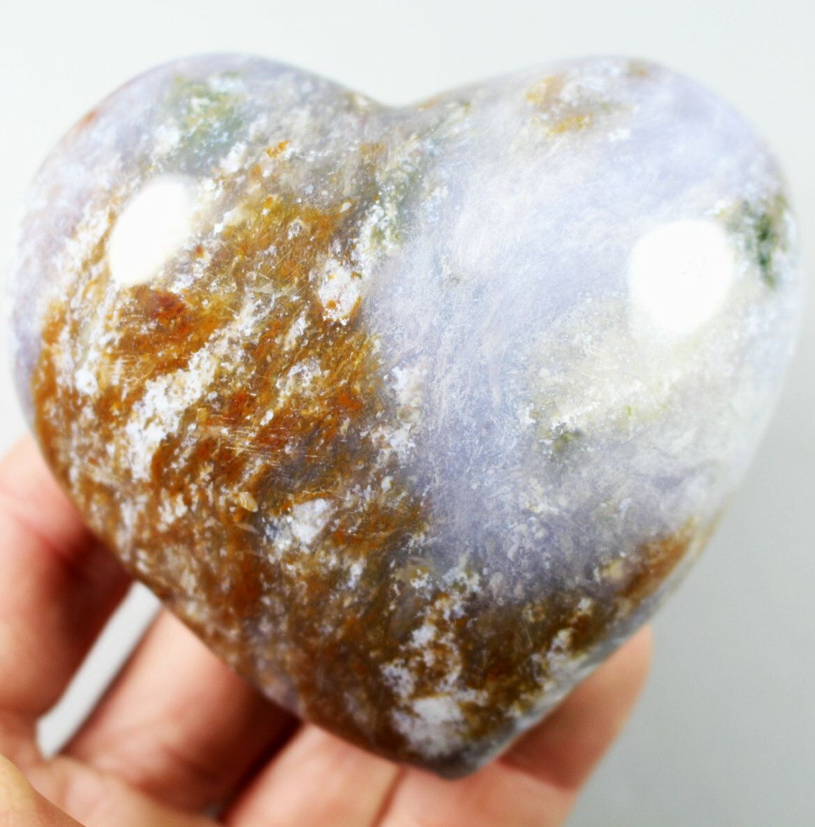 268g Natural Ocean Jasper Agate Quartz Crystal Palm Stone Heart Mineral Specimen