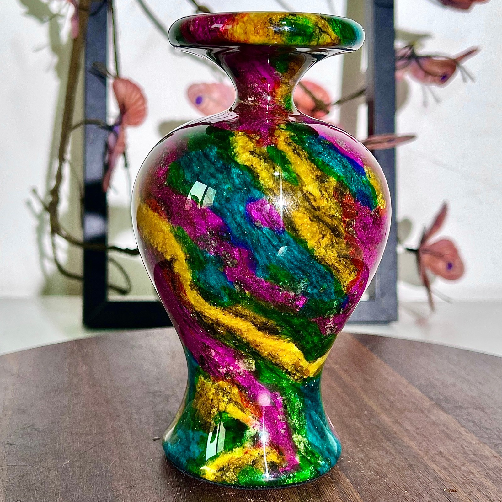 1.92LB Rainbow Crystal Vase – Rare and Colorful Chinese Art Decorations