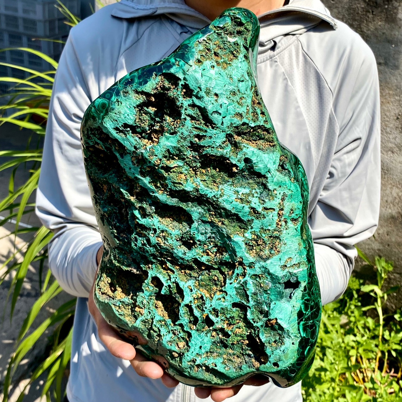 16.97LB Natural glossy Malachite transparent cluster rough mineral sample
