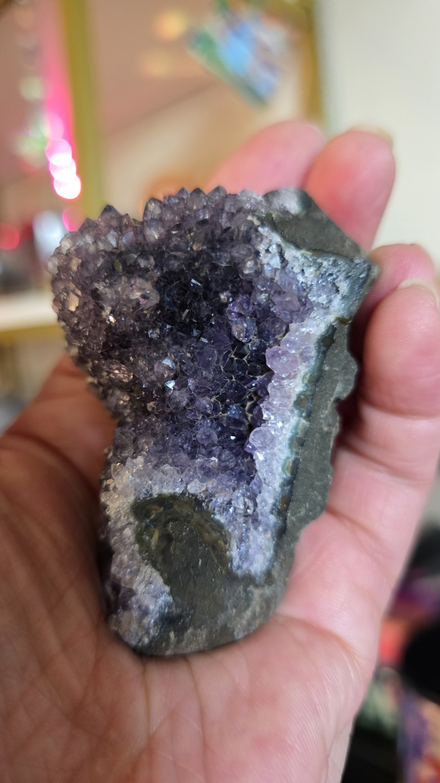 126.9g Natural Amethyst Druzy Cluster W/ Display Stand Crystal Mineral Specimen
