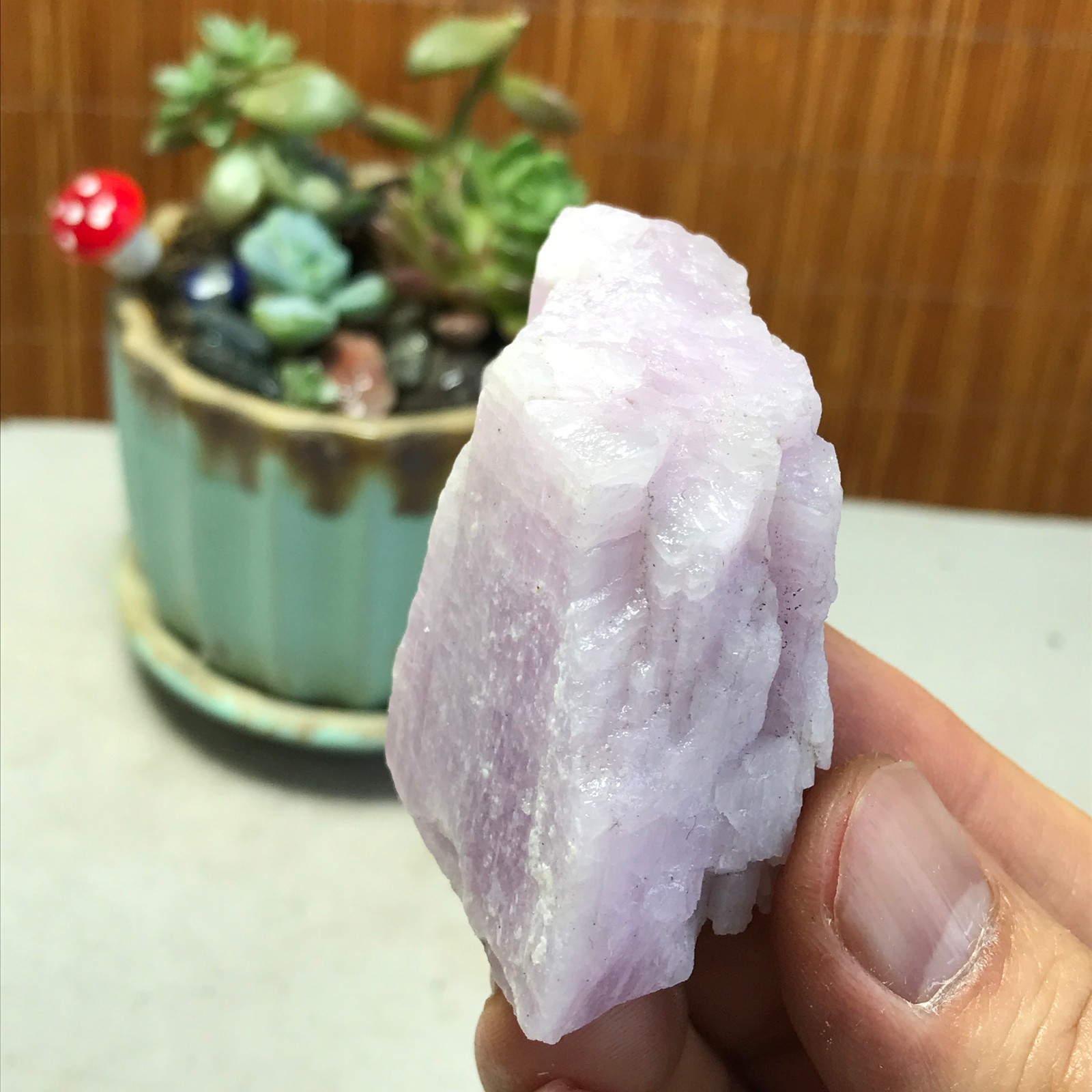 63-43-23mm NATURAL ROUGH KUNZITE PINK SPODUMENE CRYSTALS 81g A5355