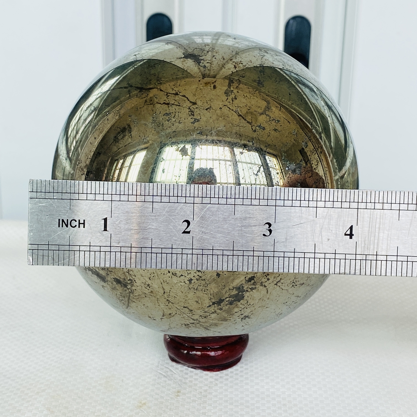 Natural Chalcopyrite Quartz Crystal Ball Energy Reiki Healing 3560G