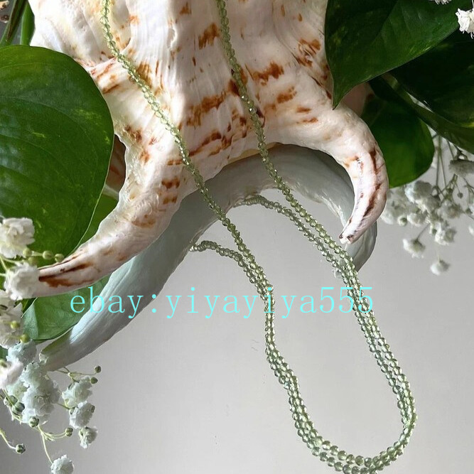 Mini Beaded Peridot Gemstone Beads Necklace 2mm Green Stones Choker Women Gift
