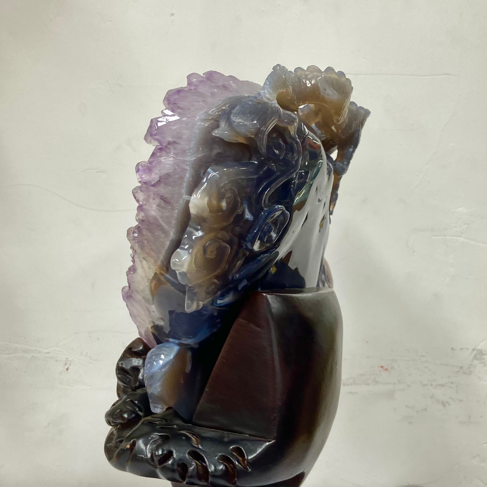 9.21LB Rare Natural Uruguay Amethyst Geode Quartz Crystal agate Carved Dragon