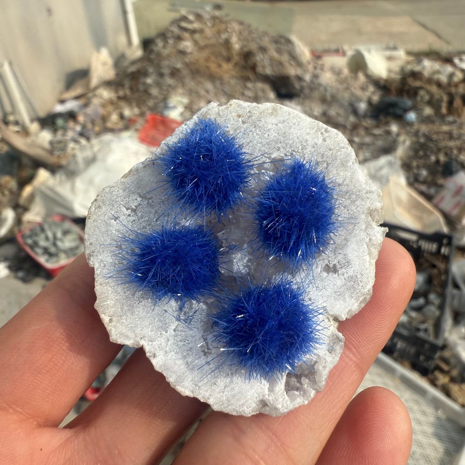Raw Rough Dandelion Zeolite Cluster Blue Cave Quartz Crystal Decoration 10pc