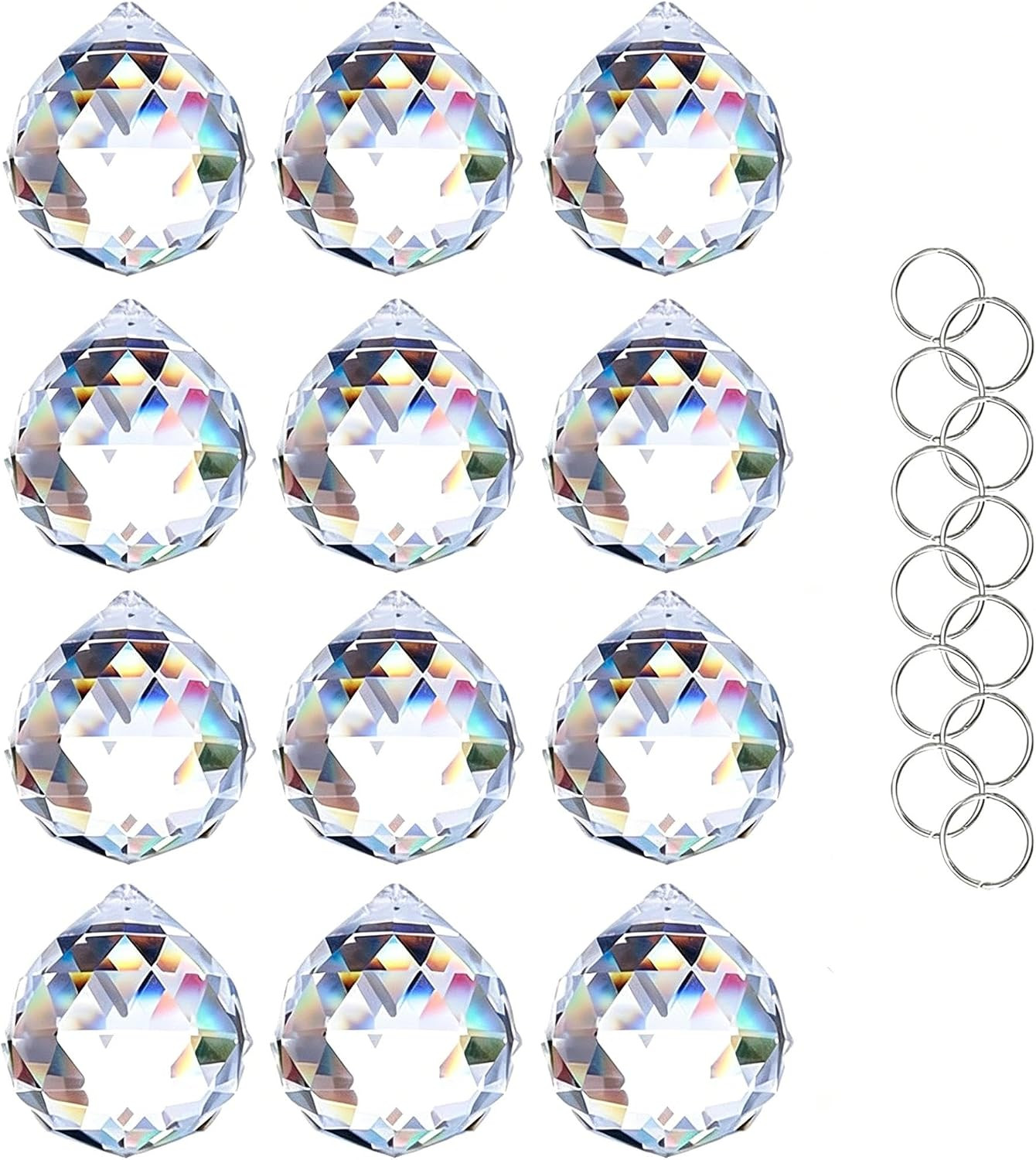 12Pcs 20Mm Clear Crystal Ball Prism Suncatchers Chandelier Lamp