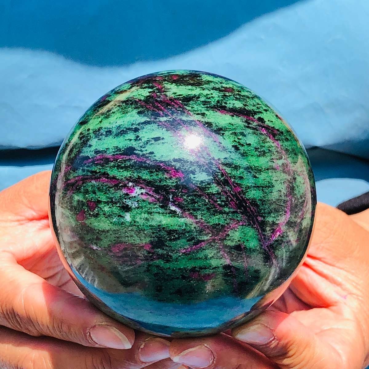 2 pieces 5.14LB Natural Red and Green Treasure Ball Quartz Crystal Specimen 5169