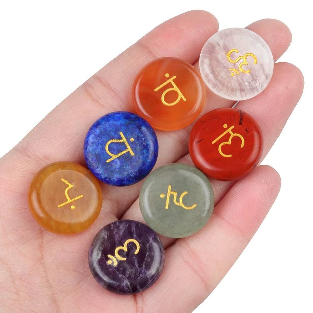 7 Chakra Stones Set 20mm Natural Agate Yoga Meditation Healing Crystals Reiki