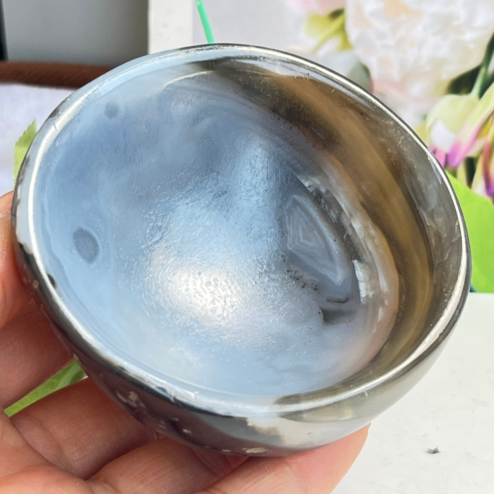 184 TOP Rare Natural Agate ashtray Polished Coin Dish Madagascar MD4