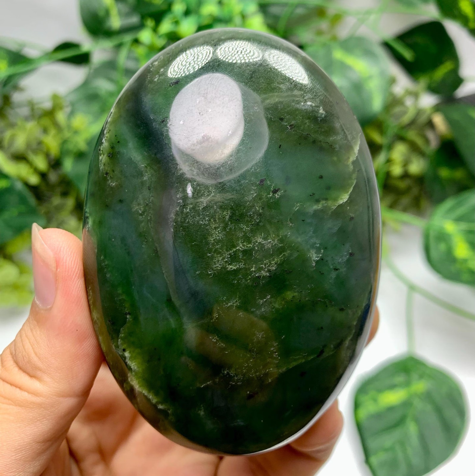264g Best Quality Green Nephrite Jade Palm Stone, Nephrite Jade, Nephrite, Nephr