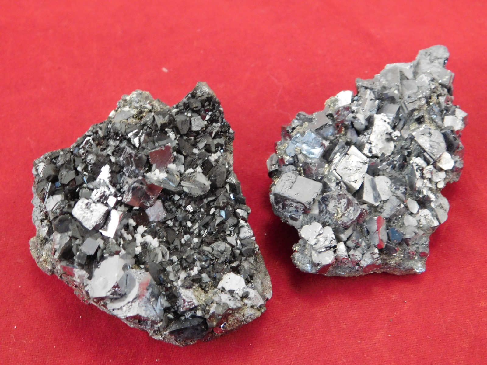 TWO! Rhombic GALENA Crystal Clusters with Druzy PYRITE Peru 137gr