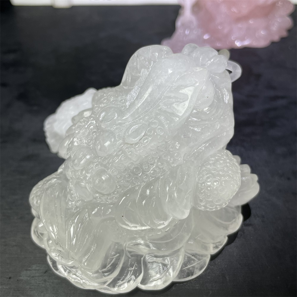 1.2LB 4.9″ Natural Clear Quartz Toad Hand Carved Crystal Quartz Mineral Gift