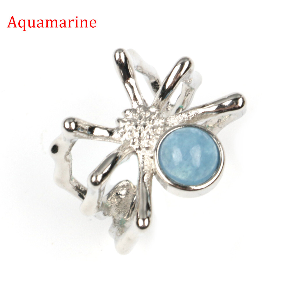 1pc Chakra Crystal Spider Rings Insects Gemstone Round Beads Quartz Healing Gift