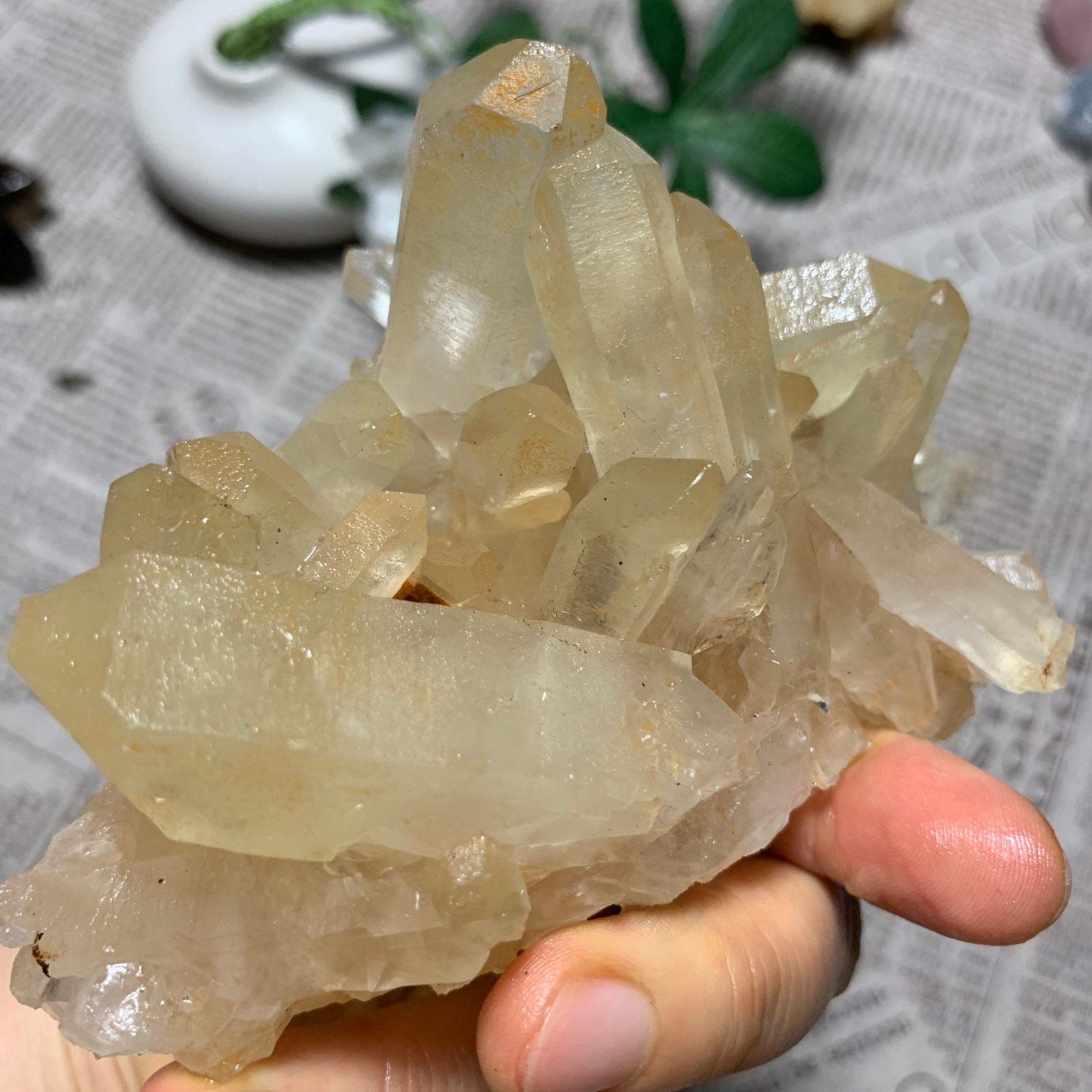 449g Natural white crystal cluster point mineral specimen Chakras Healing