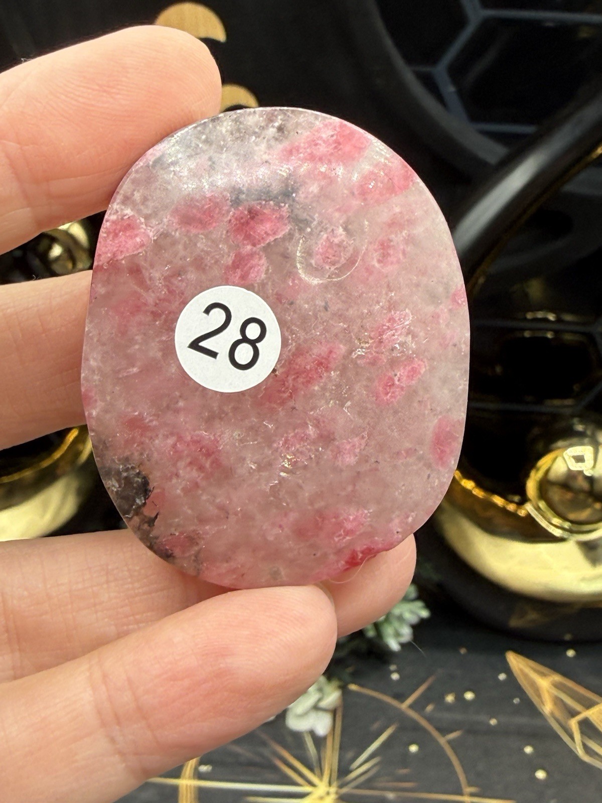 Natural Rhodonite in Quartz small Palm stones Free shipping