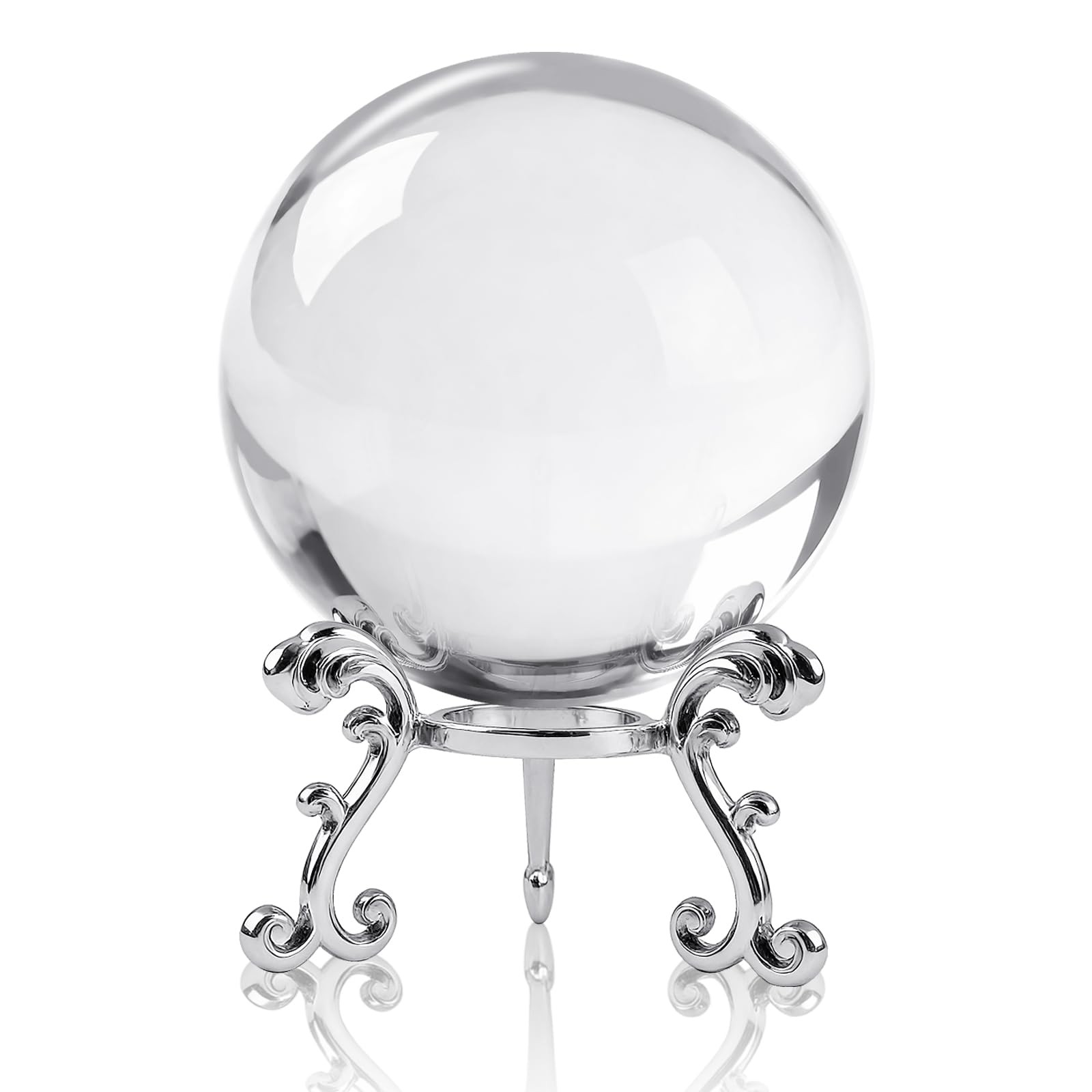 Zerelys Sparkling Clear K9 Crystal Sphere Ball with Stand, 3.15 Inch,