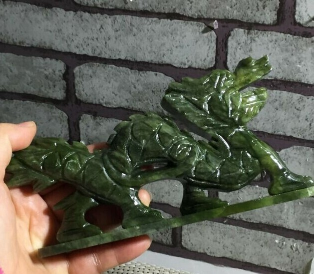165mm Rare Natural Afghanistan Jade Carving Dragon Chinese Dragon Statue Skull